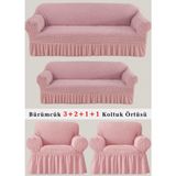 Bürümcük Koltuk Örtüsü, Kanepe, Çekyat Örtüsü, Koltuk Kılıfı 3 2 1 1 Takım - 180 x 230 cm - Pembe