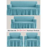 Bürümcük Koltuk Örtüsü, Kanepe, Çekyat Örtüsü, Koltuk Kılıfı 3 2 1 1 Takım - 180 x 230 cm - Turkuaz
