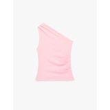 Bürümcük Kumaş Dokulu Drape Detaylı Kolsuz Tek Omuz Bluz