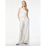 Bürümcük Kumaş Dokulu Slim Fit Metal Aksesuarlı Tek Omuz Bluz