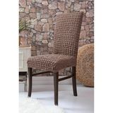 Bürümcük Kumaş, Esnek Sandalye Kılıfı. 6 Adet Lastikli, Yıkanabilir, Standart Sandalye Örtüsü. - 45 x 45 cm - Açık Kahverengi