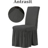 Bürümcük Kumaş, Esnek Sandalye Kılıfı. 6 Adet Lastikli, Yıkanabilir, Standart Sandalye Örtüsü. - 45 x 45 cm - Antrasit