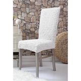 Bürümcük Kumaş, Esnek Sandalye Kılıfı. 6 Adet Lastikli, Yıkanabilir, Standart Sandalye Örtüsü. - 45 x 45 cm - Beyaz