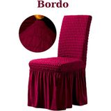 Bürümcük Kumaş, Esnek Sandalye Kılıfı. 6 Adet Lastikli, Yıkanabilir, Standart Sandalye Örtüsü. - 45 x 45 cm - Bordo