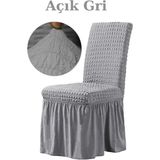 Bürümcük Kumaş, Esnek Sandalye Kılıfı. 6 Adet Lastikli, Yıkanabilir, Standart Sandalye Örtüsü. - 45 x 45 cm - Gri