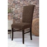 Bürümcük Kumaş, Esnek Sandalye Kılıfı. 6 Adet Lastikli, Yıkanabilir, Standart Sandalye Örtüsü. - 45 x 45 cm - Koyu Kahve