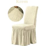 Bürümcük Kumaş, Esnek Sandalye Kılıfı. 6 Adet Lastikli, Yıkanabilir, Standart Sandalye Örtüsü. - 45 x 45 cm - Krem