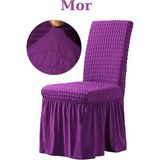 Bürümcük Kumaş, Esnek Sandalye Kılıfı. 6 Adet Lastikli, Yıkanabilir, Standart Sandalye Örtüsü. - 45 x 45 cm - Mor