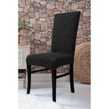 Bürümcük Kumaş, Esnek Sandalye Kılıfı. 6 Adet Lastikli, Yıkanabilir, Standart Sandalye Örtüsü. - 45 x 45 cm - Siyah