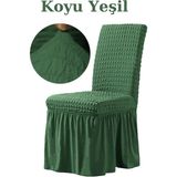 Bürümcük Kumaş, Esnek Sandalye Kılıfı. 6 Adet Lastikli, Yıkanabilir, Standart Sandalye Örtüsü. - 45 x 45 cm - Yeşil