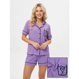 Bürümcük Kumaş Kısa Kollu Lila Şortlu Pijama Takımı, 2XL