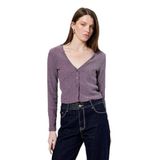 Bürümcük Kumaş Slim Fit Uzun Kollu V Yaka Düğmeli Bluz