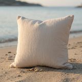 Bürümcüklü Doğal Pamuk Kırlent Kılıfı 50x50 cm, 2'li Set