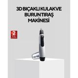 Burun Kulak Kaş Tıraş Makinesi 3D Bıçaklı Pil Ile Çalışan