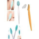 Burun Siyah Nokta Cilt ve Yüz Temizleyici Temizleme Fırçası Dudak Peeling ve Kaş Usturası 1 Adet