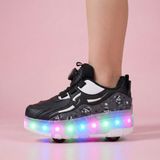 BURUNİ Kız Erkek Çocuk Patenli Işıklı Ayakkabı | Tekerlekli Spor Ayakkabı | LED Işıklı Çocuk Pateni - 33 - Siyah