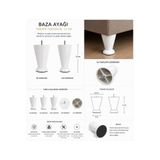Büş Büş Aksesuar Mobilya Ayağı, 12 Cm, Plastik Ayak, Misline, Dolap, Tv Ünitesi, Baza Ayağı, 4 ADET GÖNDERİM beyaz.baza.12.cm