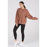 Busa Giyim Basic Oversize Termal Sweatshirt Kahverengi - Standart - Açık Kahverengi