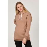 Busa Hamile Kadın Bej Termal Kapüşonlu Sweatshirt Uzun Kol Detaylı Tasarım - 44