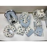 Buse Baby Home Çok Amaçlı Babynest , Puset Örtüsü , Alt Açma ve Battaniye, Nevresim Takımı 15'li Set Bebek Çeyizi - Mavi