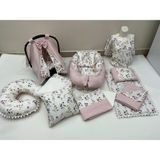 Buse Baby Home Çok Amaçlı Babynest , Puset Örtüsü , Alt Açma ve Battaniye, Nevresim Takımı 15'li Set Bebek Çeyizi - Pembe