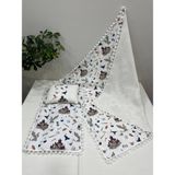 Buse Baby Home Harry Potter Temalı Poplin Kumaş ve Ponponlu Alt Açma , Yastık ve Battaniye 3'lü Set - Krem