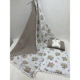 Buse Baby Home Kahverengi 3'lü Alt Açma Seti Müslin Yastık ve Battaniye %100 Pamuklu