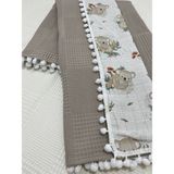 Buse Baby Home Muslin Kumaş ,pikeli ve Ponponlu , %100 Pamuklu Çok Amaçlı Bebek Battaniyesi - 100x100 - Kahverengi