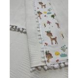 Buse Baby Home Muslin Kumaş ,pikeli ve Ponponlu , %100 Pamuklu Çok Amaçlı Bebek Battaniyesi - 100x100 - Krem