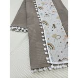 Buse Baby Home Muslin Kumaş ,pikeli ve Ponponlu , Pamuklu Çok Amaçlı Bebek Battaniyesi - Kahverengi