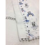 Buse Baby Home Muslin Kumaş ,pikeli ve Ponponlu , Pamuklu Çok Amaçlı Bebek Battaniyesi - Krem