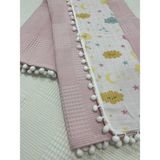 Buse Baby Home Muslin Kumaş ,pikeli ve Ponponlu , Pamuklu Çok Amaçlı Bebek Battaniyesi - Pembe