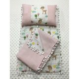Buse Baby Home Pembe , Müslin ve Ponponlu Alt Açma , Yastık ve Battaniye 3'lü Set