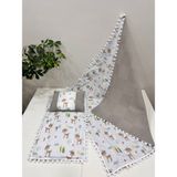 Buse Baby Home Poplin Kumaş ve Ponponlu Alt Açma , Yastık ve Battaniye 3'lü Set - Kahverengi - 100 x 100