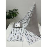 Buse Baby Home Poplin Kumaş ve Ponponlu Alt Açma , Yastık ve Battaniye 3'lü Set - Kahverengi