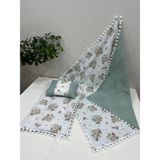 Buse Baby Home Poplin Kumaş ve Ponponlu Alt Açma , Yastık ve Battaniye 3'lü Set - Yeşil - 100 x 100