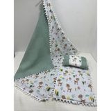 Buse Baby Home Yeşil Müslin ve Ponponlu Alt Açma Seti 3'lü Yastık Battaniye Ölçü 100x100 cm
