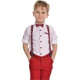 Buse & Eylül Bebe Bordo Desenli Papyonlu Pantolon Askılı Erkek Çocuk Takımı - 6 Yaş