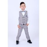 Buse & Eylül Bebe Gri Mendil Detaylı Erkek Çocuk Smokin Takım - 9 Yaş
