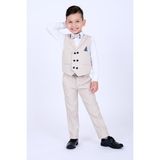 Buse & Eylül Bebe Krem Mendil Detaylı Erkek Çocuk Smokin Takım - 4 Yaş