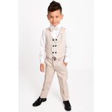 Buse & Eylül Bebe Krem Zincir Detaylı Erkek Çocuk Smokin Takım - 9 Yaş
