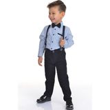 Buse & Eylül Bebe Lacivert Papyonlu Pantolon Askılı Erkek Çocuk Takımı - 2 Yaş