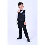 Buse & Eylül Bebe Siyah Mendil Detaylı Erkek Çocuk Smokin Takım - 7 Yaş