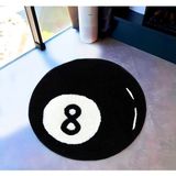 Buse Koleksiyonu Siyah Sekiz Bilardo Topu Yuvarlak Dokuma Taban Halı BUSE47 - Renkli - 120 x 120 cm