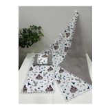 BUSEBABYHOME HARRY POTTER TEMALI Poplin Kumaş Ve Ponponlu Alt Açma , Yastık Ve Battaniye 3'lü Set