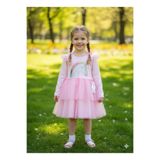Buse&Eylül Bebe Pembe Unicorn Tüllü Uzun Kollu Penye Kız Çocuk Elbisesi