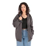 BUSEM Kadın Antrasit Fermuarlı Sweatshirt, L Beden