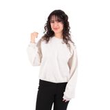 BUSEM Kadın Bej Melanj Bisiklet Yaka Sweatshirt, L