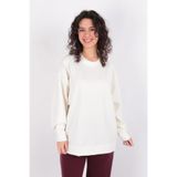 BUSEM Kadın Ekru Sweatshirt, Bisiklet Yaka, Uzun Kol, L-XL