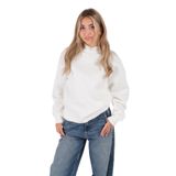 BUSEM Kadın Ekru Sweatshirt, Dik Yaka, Uzun Kol, L Beden